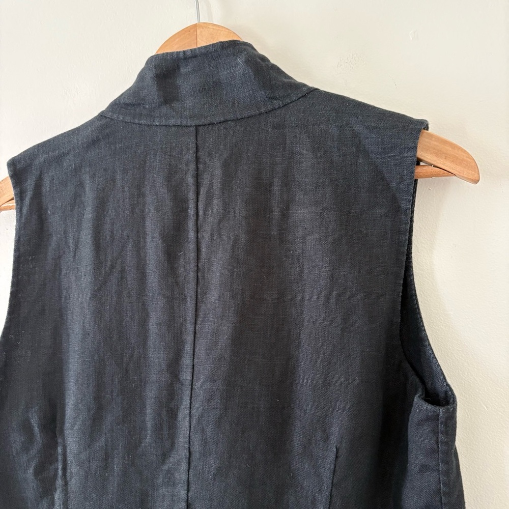 J.Jill 100% Linen sleeveless draped open-front vest black lagenlook pockets M - Picture 8 of 11